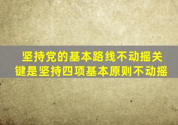 坚持党的基本路线不动摇关键是坚持四项基本原则不动摇