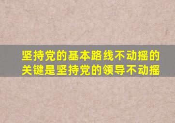 坚持党的基本路线不动摇的关键是坚持党的领导不动摇