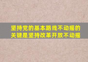 坚持党的基本路线不动摇的关键是坚持改革开放不动摇
