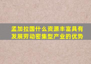 孟加拉国什么资源丰富具有发展劳动密集型产业的优势
