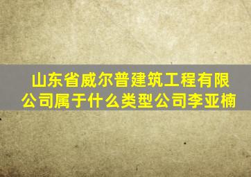 山东省威尔普建筑工程有限公司属于什么类型公司李亚楠