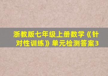浙教版七年级上册数学《针对性训练》单元检测答案3
