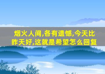 烟火人间,各有遗憾,今天比昨天好,这就是希望怎么回复
